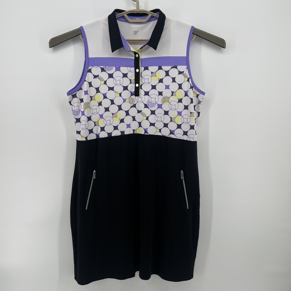 Tail 1/4 Snap Dress Women's L Black White w/ Pockets Athleisure Golf Tennis EUC